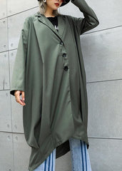 boutique gray green Coats Women oversize maxi coat Notched pockets asymmetric outwear