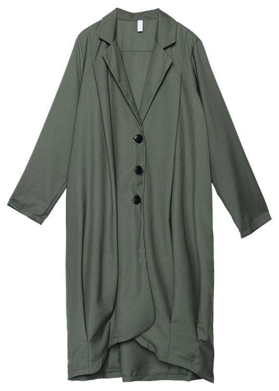 boutique gray green Coats Women oversize maxi coat Notched pockets asymmetric outwear