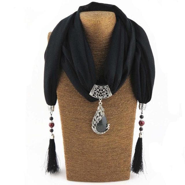 Beaded Scarf Necklace With Tassels