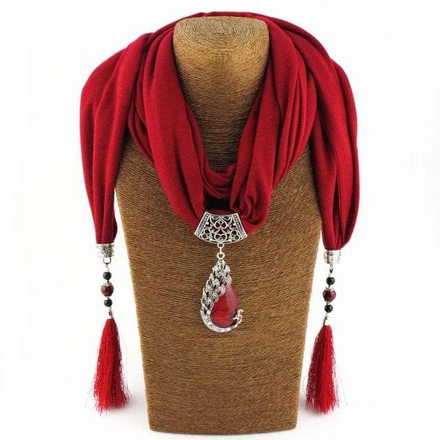 Beaded Scarf Necklace With Tassels