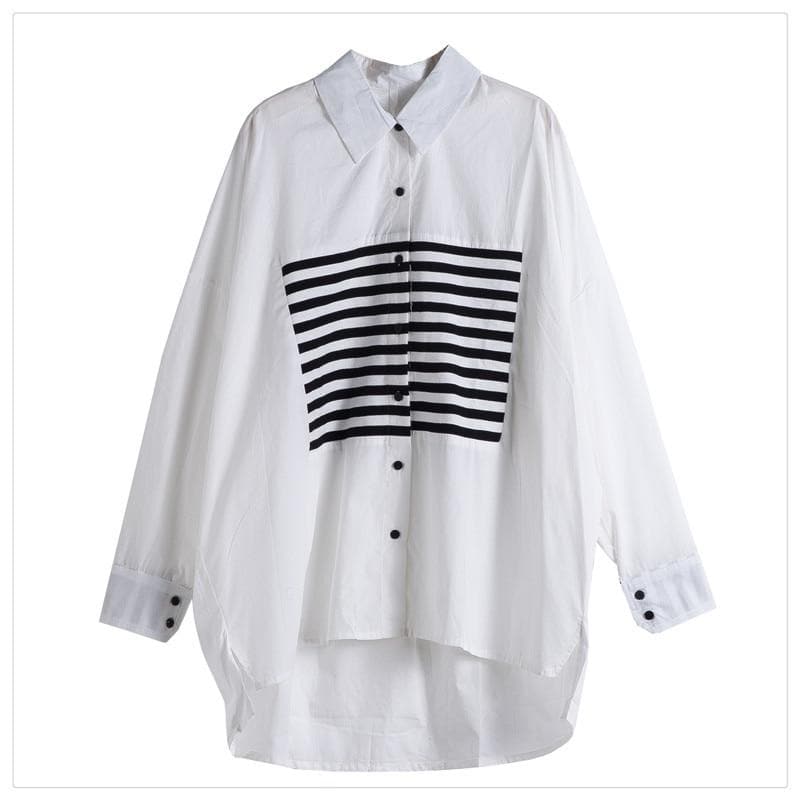 Black and White Oversized High Low Shirt