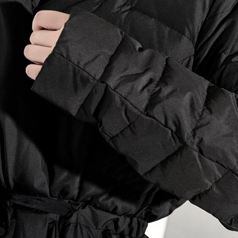 Black Cinched Waist Winter Jacket | Millennials