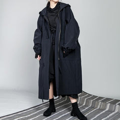 Black Hooded Oversized Coat | Millennials