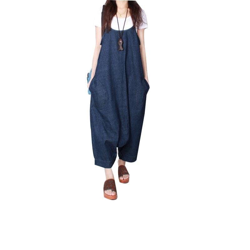 Loose 3/4 Length Denim Overall