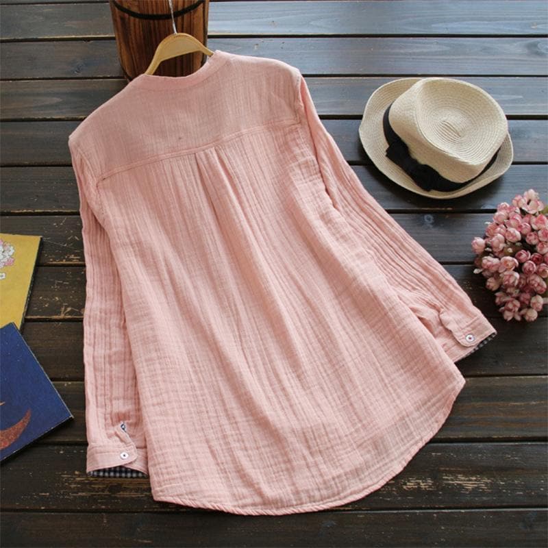 Casual V-Neck Long Sleeve Loose Blouse