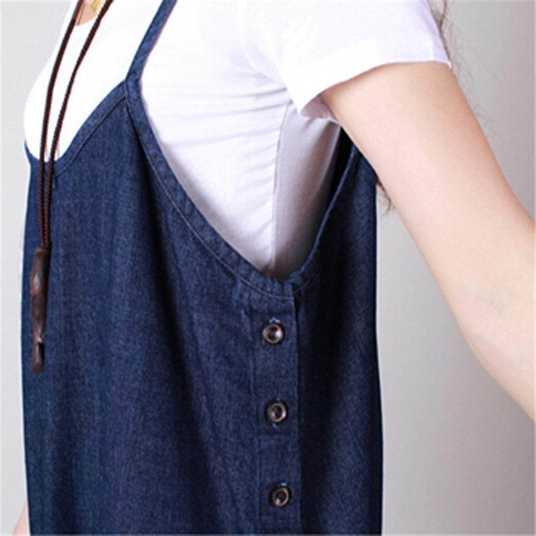 Loose 3/4 Length Denim Overall