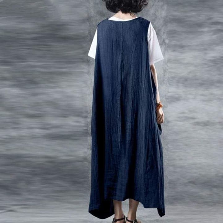 Asymmetrisches ärmelloses Midikleid