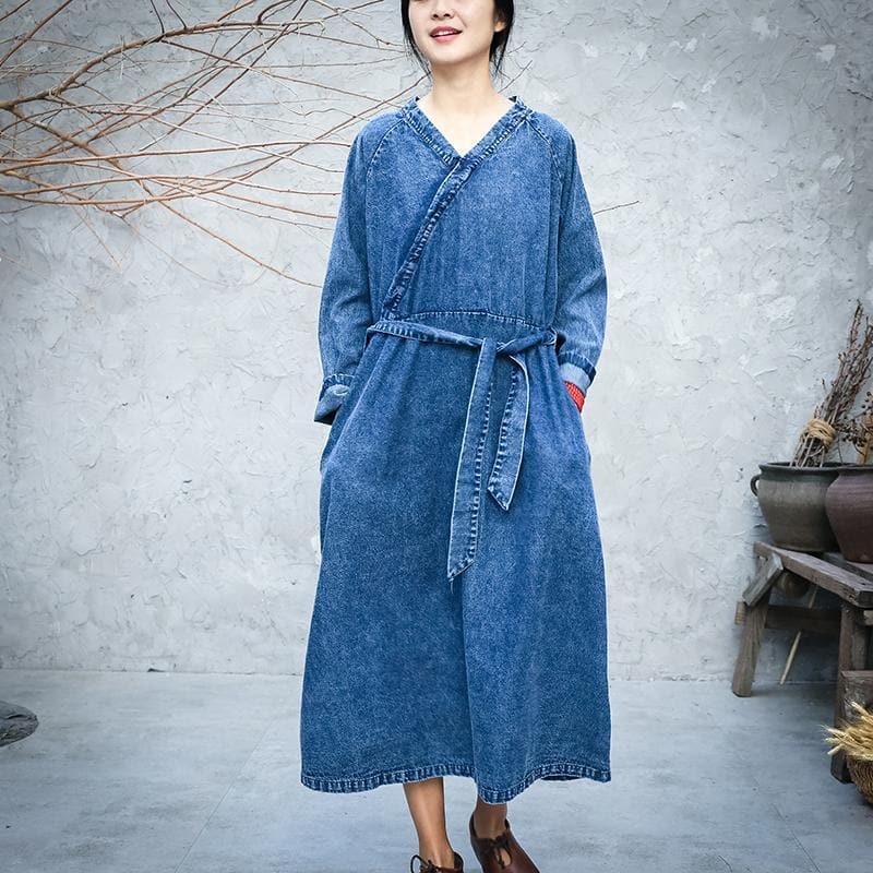 Robe ample en jean vintage coupe trapèze | Zen