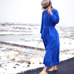 Vibrant Cotton and Linen Loose Shirt Dress