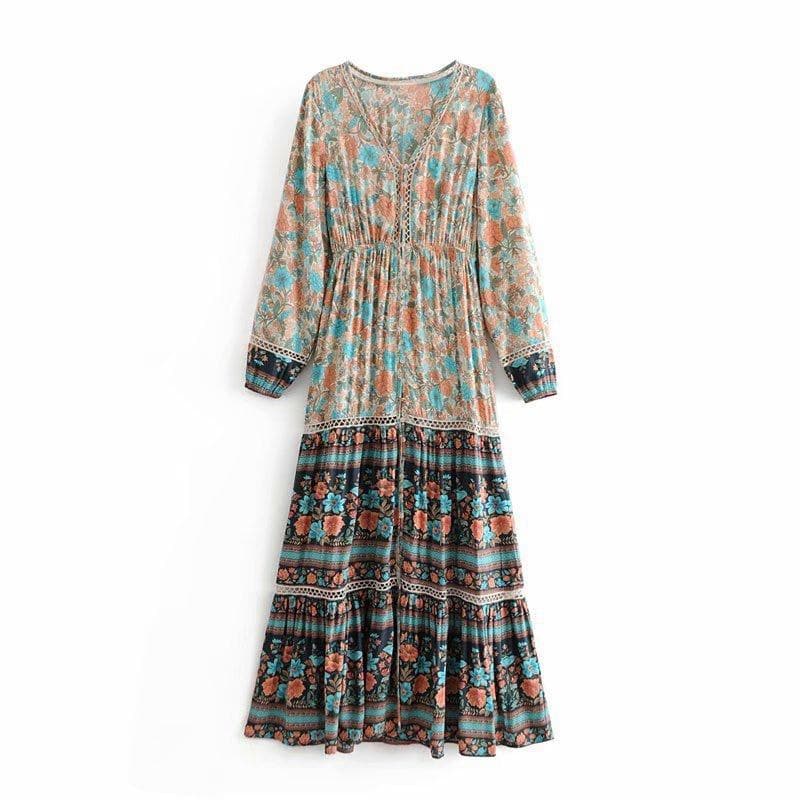 Robe à imprimé floral bohème gitane