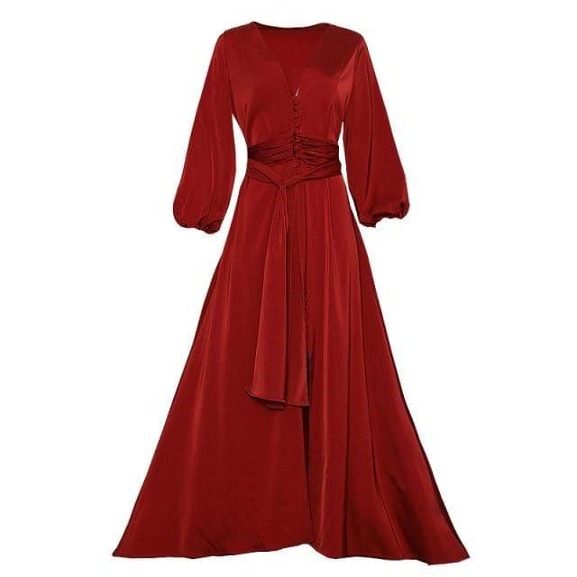 Robe rouge à manches lanternes style bohème | Mandala