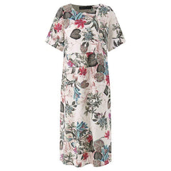 Robe mi-longue décontractée à imprimé floral grande taille 