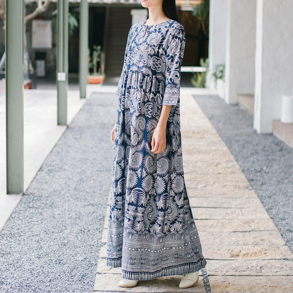 Robe en coton et lin à motifs de légendes chinoises