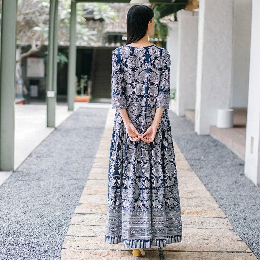 Robe en coton et lin à motifs de légendes chinoises