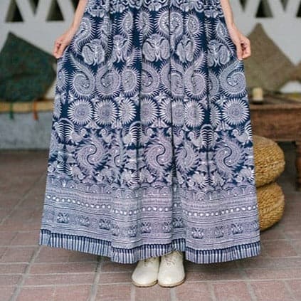 Robe en coton et lin à motifs de légendes chinoises