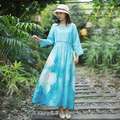 Robe longue florale Boho Ramie | Zen