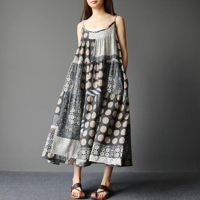 Robe hippie à pois patchwork