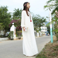 Robe longue blanche en coton et lin Hippie at Heart | Zen