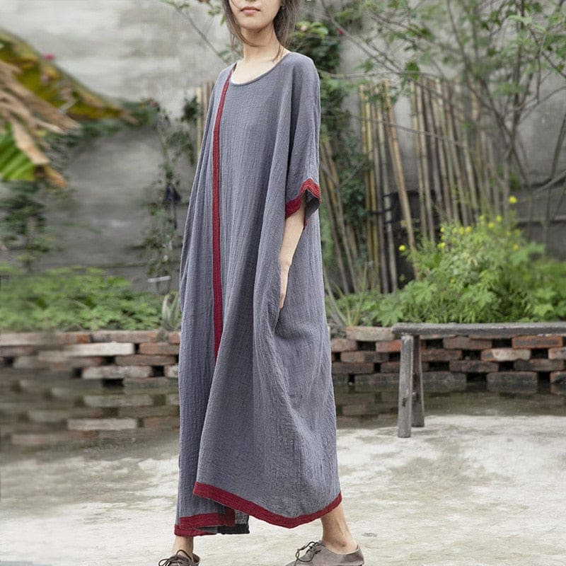 Robe asymétrique en coton et lin Inner Peace | Lotus