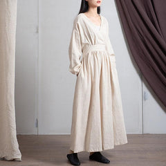 Robe décontractée en coton et lin à taille empire | Zen