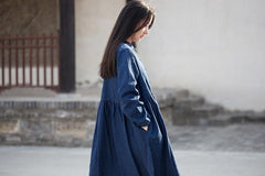 Robe mi-longue en denim à manches longues | Zen