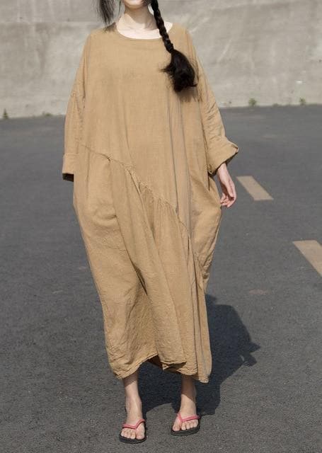 Robe longue oversize en lin à manches longues | Lotus