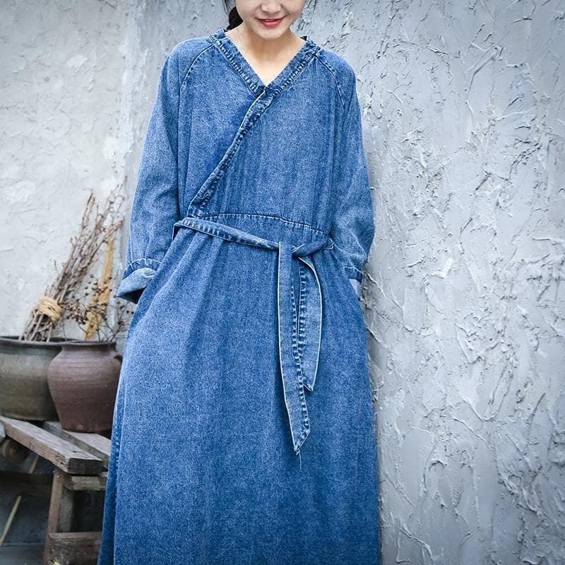 Robe ample en jean vintage coupe trapèze | Zen