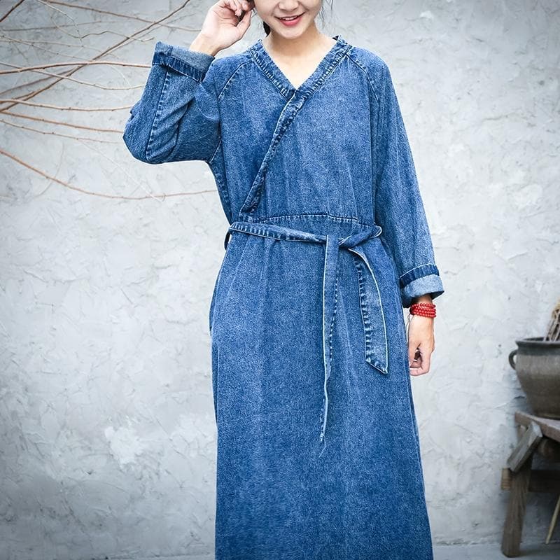 Robe ample en jean vintage coupe trapèze | Zen