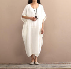 Loose Pure Colors Cotton Linen Maxi Dress  | Zen