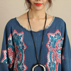 Robe en jean patchwork flash avec grandes poches