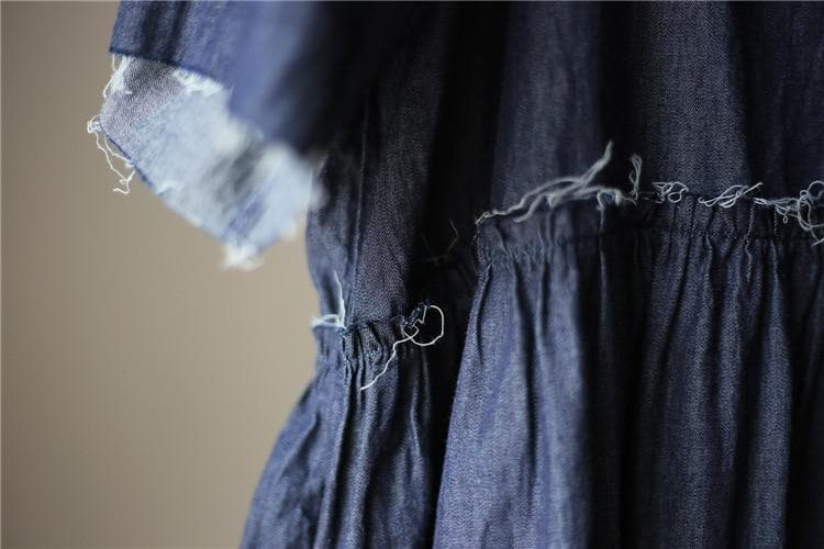 Robe mi-longue décontractée en jean ample