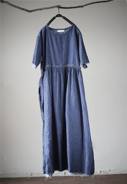 Robe mi-longue décontractée en jean ample