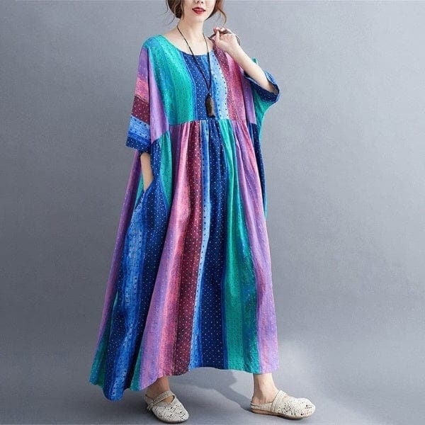 Robe bohème oversize à rayures