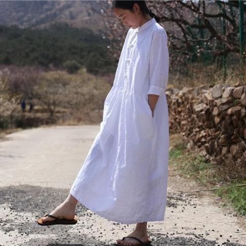 Oversized Linen Midi Dress  | Zen