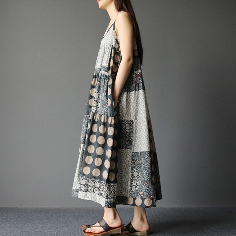 Robe hippie à pois patchwork