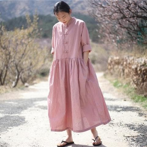 Oversized Linen Midi Dress  | Zen