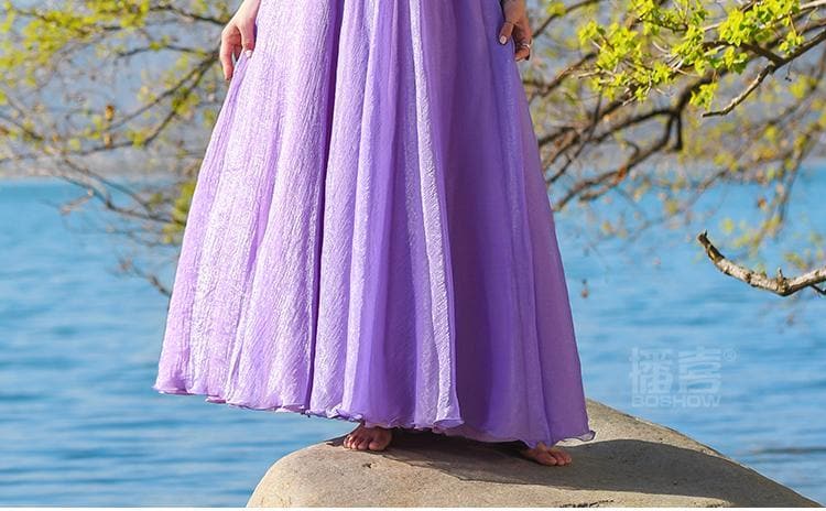 Robe de bal bohème en mousseline violette | Mandala