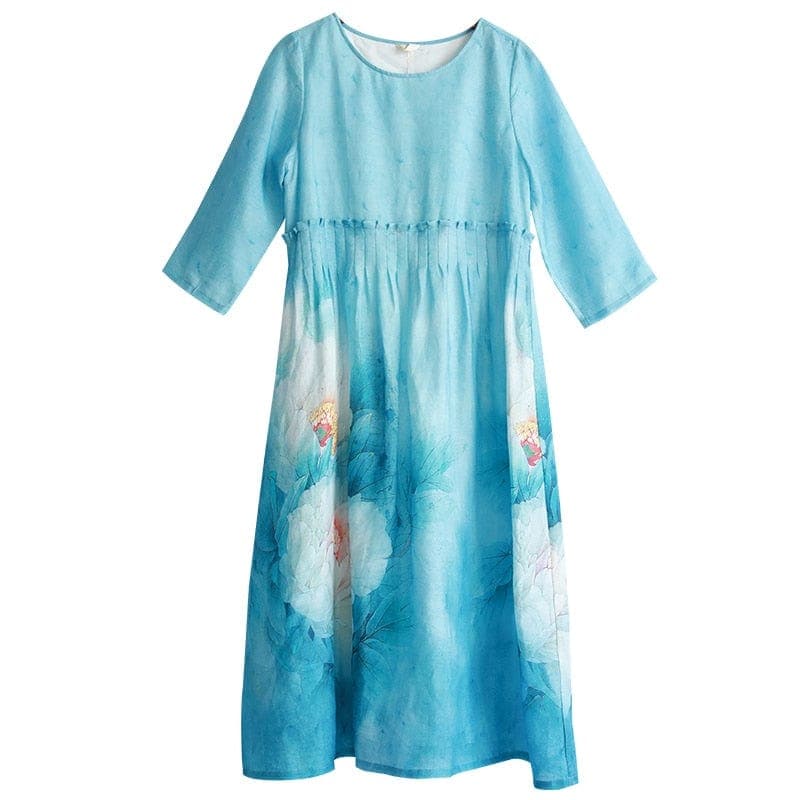 Robe longue florale Boho Ramie | Zen