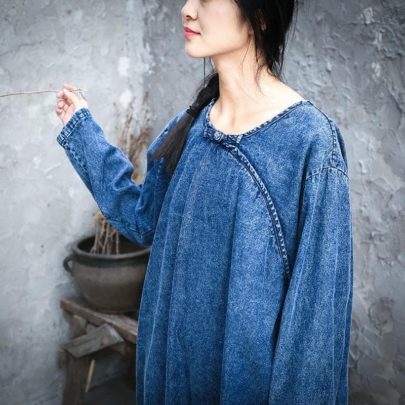 Split Sides Loose Denim Dress