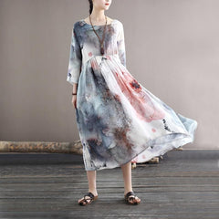 Robe mi-longue aquarelle Sweet Serenity