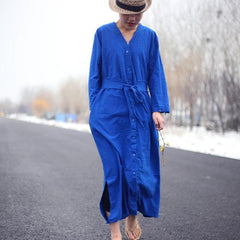 Vibrant Cotton and Linen Loose Shirt Dress