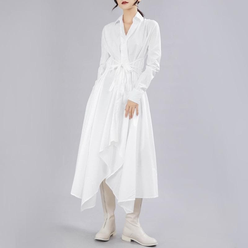 Robe chemise asymétrique à col en V | Millennials