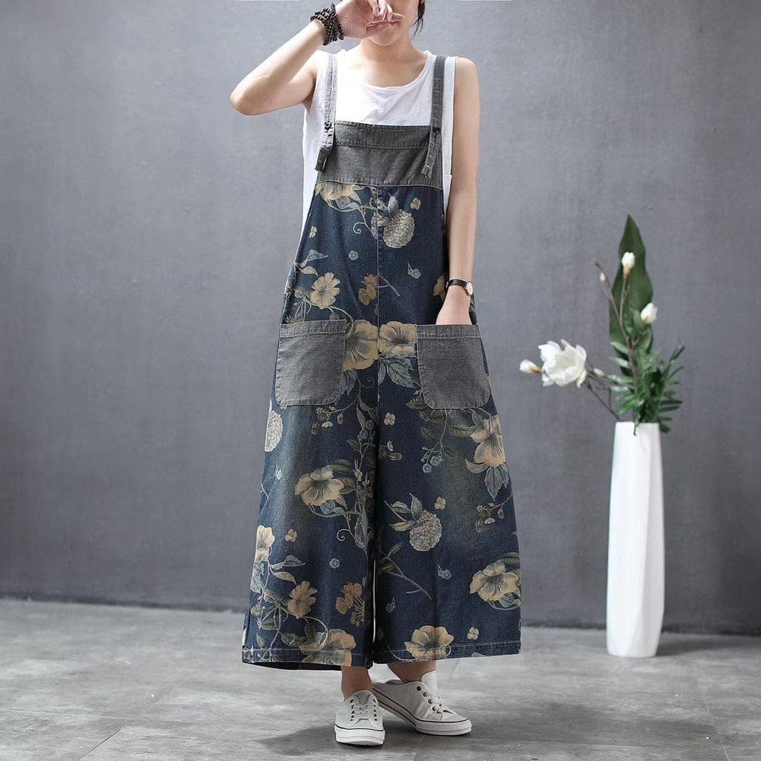 Wide Leg Loose Floral Overall