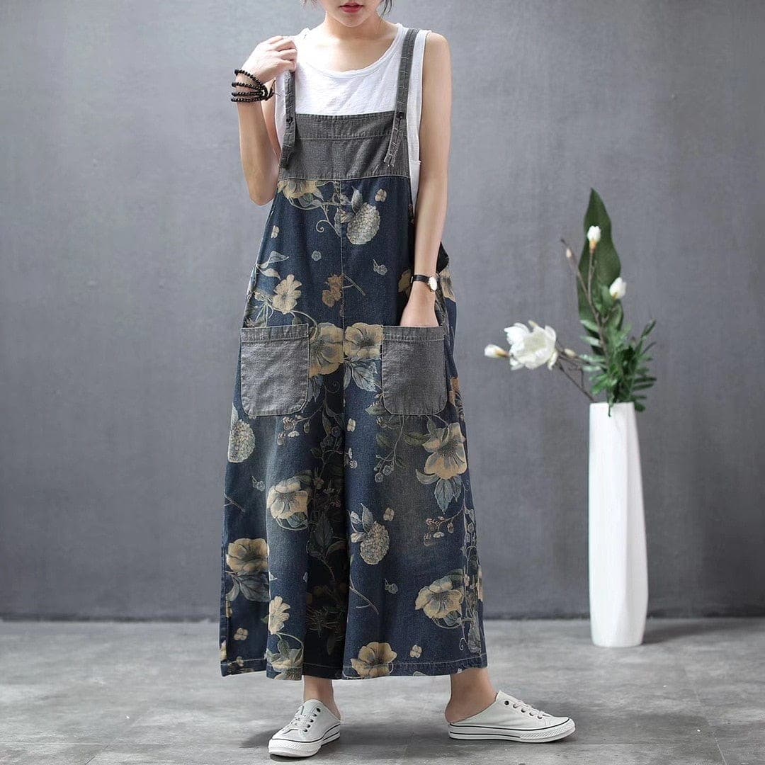 Wide Leg Loose Floral Overall