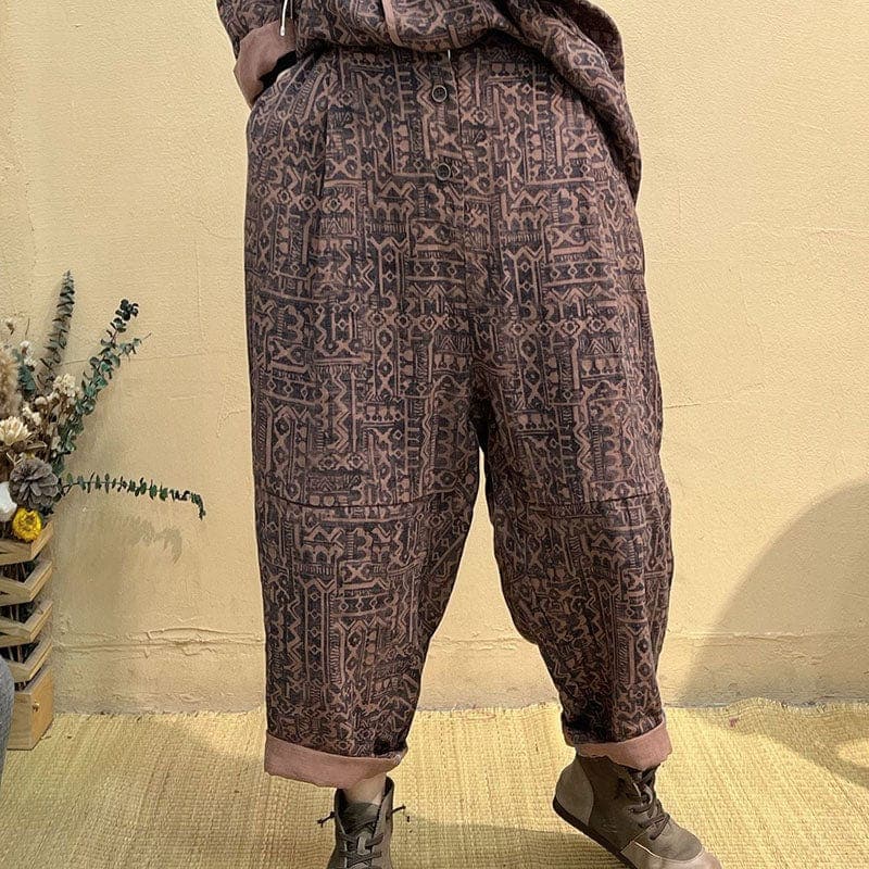 Abstract Linen Harem Pants