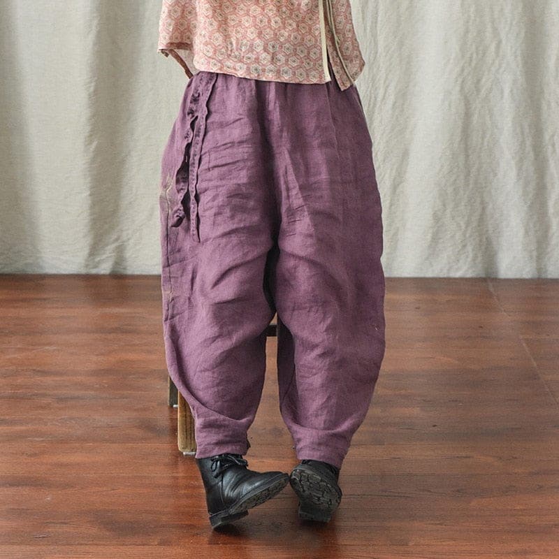 Loose Cotton and Linen Harem Pants