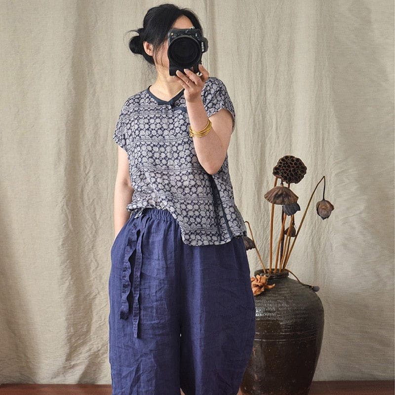 Loose Cotton and Linen Harem Pants