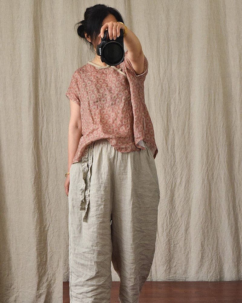 Loose Cotton and Linen Harem Pants