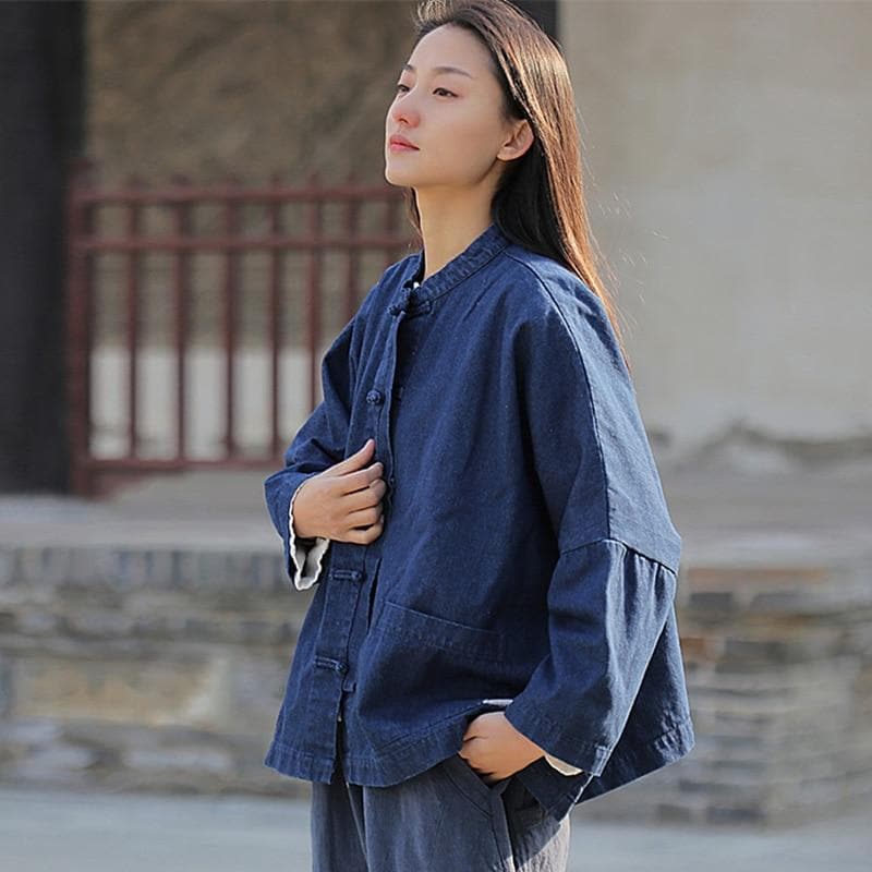 Chinesische Jeansjacke mit Fledermausärmeln | Zen