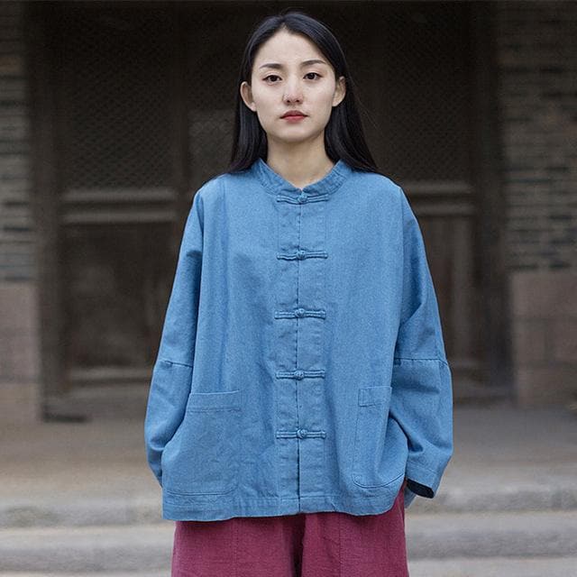 Chinesische Jeansjacke mit Fledermausärmeln | Zen